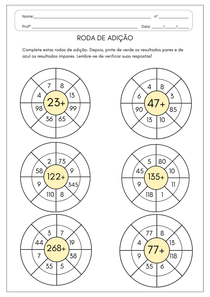 Material Gratuito! Roda das Operações: Adição e Multiplicação – Aula ...
