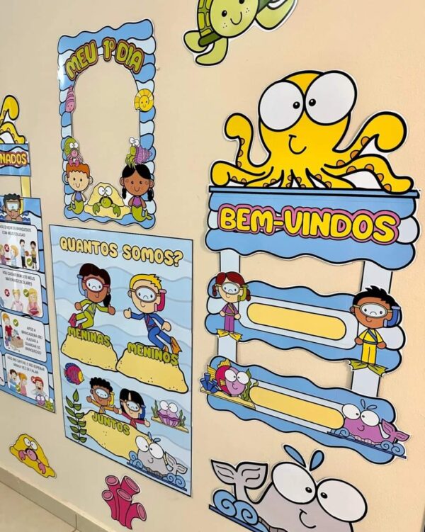 Kit Decoração Sala de Aula - Fundo do Mar