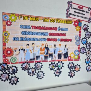 🎉✨ Painel “Dia do Trabalho” – Engrenagens que Movem o Mundo! ✨🎉