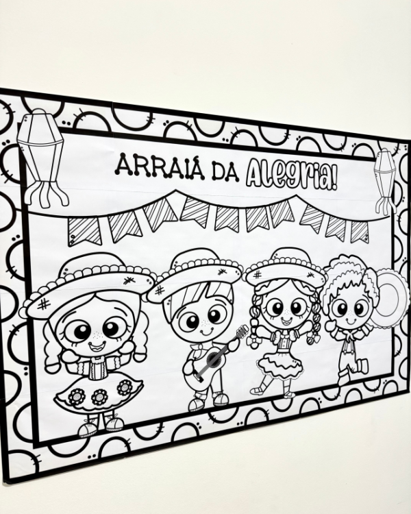 🖍️🌽Cartaz gigante de Festa Junina pra colorir!🖍️🌽 - Imagem 3