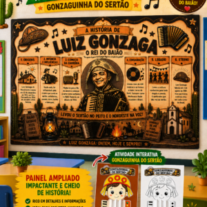 KIT LUIZ GONZAGA – PAINEL + ATIVIDADE INTERATIVA GONZAGUINHA DO SERTÃO