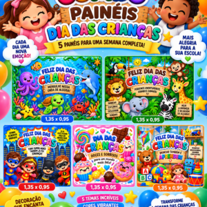 COMBO PAINÉIS DIA DAS CRIANÇAS PARA IMPRIMIR – 5 PAINÉIS