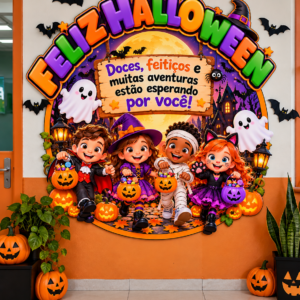 Painel Feliz Halloween para Imprimir — Decoração Escolar