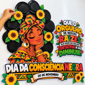 Painel Consciência Negra 3D para Imprimir – Cabelo com Pratinhos