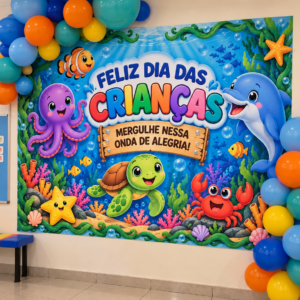 PAINEL DIA DAS CRIANÇAS NO FUNDO DO MAR