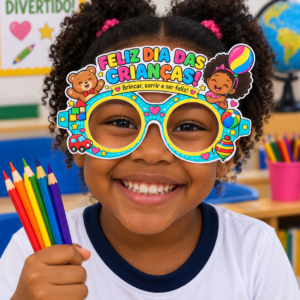 Óculos Dia das Crianças! — Modelos coloridos e para colorir
