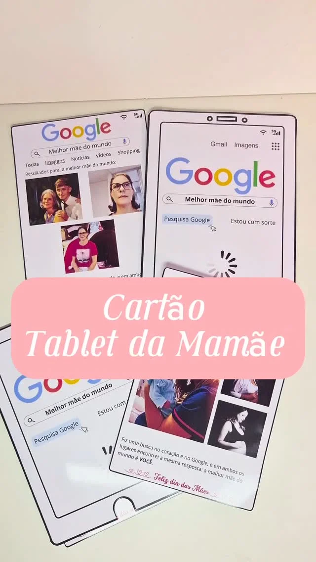 📱❤️ Cartão Tablet da Mamãe! 📱❤️

🥰 Surpreenda as mamães da sua escola com um cartão moderno e atual! 

✅️ Com 4 modelos de "print da tela do Google" editáveis no Canva 

✨️ Seja autêntica com os seus alunos!

🔗 Disponível na Lojinha Aula Criativa, é só clicar no link da bio ou me chamar no direct 😉 

#cartaodiadasmães #DiaDasMãesNaEscola #diadasmaēs